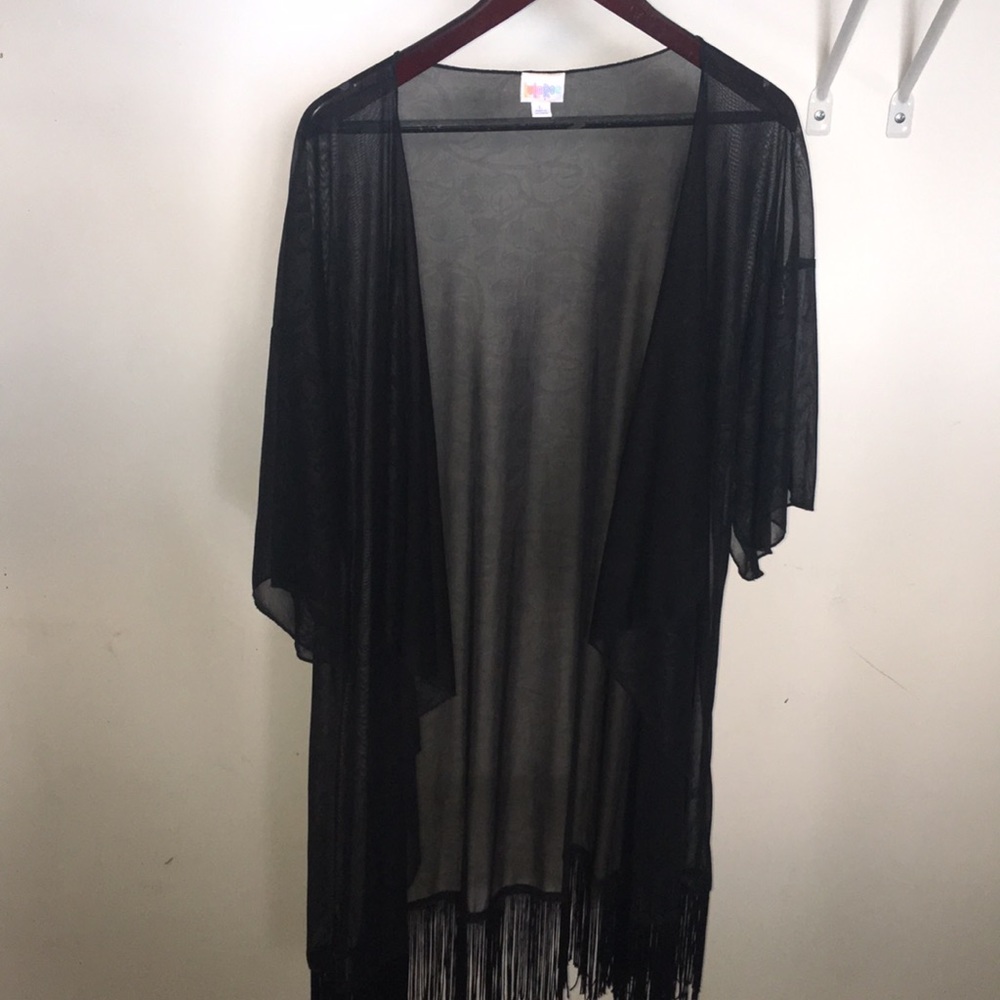 Lularoe kimono Sz. L in Black with fringe